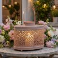 Lanterna decorativa lanterna ovale rosa decorazione da tavolo in metallo 27×16×23cm | Floristik24.it