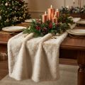 Runner da tavolo ecopelliccia beige, fascia da tavolo in pelliccia decorativa 15×200cm | Floristik24.it