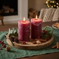 Candele a colonna colorate, stile Berry, 85x120 mm, set da 2, rosse, decorative | Floristik24.it