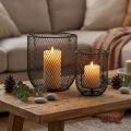 Candeliere cestino in filo metallico nero Ø23cm/16cm set di 2 | Floristik24.it