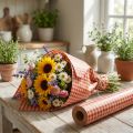 Fiore di seta 75 cm a quadretti rossi 8 kg | Floristik24.it