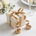 Nastro regalo per arricciare il nastro con cuori marrone oro 10 mm 100 m | Floristik24.it