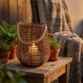 Candela in cesto, lanterna con manico, decoro candela, lanterna cesto Ø24cm H34cm | Floristik24.it