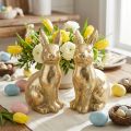 Coniglietto decorativo oro seduto, coniglietto da decorare, coppia di coniglietti pasquali, H16.5cm 2pz | Floristik24.it