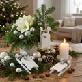 Slitta decorativa bianco argento con cordone per campanello L13 cm 4 pezzi | Floristik24.it
