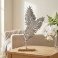 Decorazione da tavolo decorazione in metallo felce legno argento H54cm L37cm | Floristik24.it