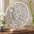 Anello decorativo metallo base legno decorazione loto argento koi Ø32cm | Floristik24.it
