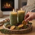 Candele a colonna verde oliva 85×150 mm 2 pezzi – Candele di cera marmorizzata a tinta unita con una durata di combustione di 80 ore | Floristik24.it