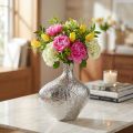 Vaso decorativo in metallo martellato vaso da fiori argento 24x8x27cm | Floristik24.it