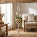 Decorazione da parete in macramè stile boho Ø12cm H79cm crema - Decorazione da parete con fioriera sospesa | Floristik24.it