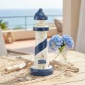 Decorazione da tavolo a forma di faro, tema marittimo, blu e bianco, Ø10,5 cm, H28,5 cm | Floristik24.it