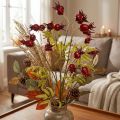 Rami decorativi artificiali di rosa canina con 7 frutti rosso scuro 48 cm | Floristik24.it