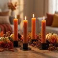 Candele coniche arancione scuro tinta unita Sunset 34x240mm 4 pz | Floristik24.it