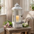 Lanterna decorativa vintage con cassetto bianco 20×20cm H51cm | Floristik24.it
