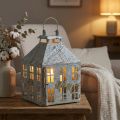 Lanterna decorativa vintage in metallo casa luminosa ruggine bianca H35cm | Floristik24.it