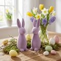 Coniglietto pasquale decorativo – 2a scelta – Lilla floccato H29,5cm 2 pezzi | Floristik24.it