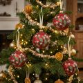 Palle di Natale in vetro rosso Palle per albero di Natale prato Ø8cm 6pz | Floristik24.it