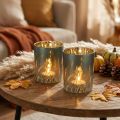 Elegante lanterna decorativa con motivo erba per accenti accoglienti, 12,5 cm, 2 pezzi. | Floristik24.it