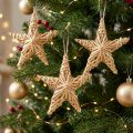 Stelle decorative da 11 cm, decorazioni per l'albero di Natale in rattan naturale, set da 6 | Floristik24.it