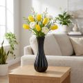 Vaso vaso in vetro nero con scanalature vaso per fiori in vetro Ø6cm H18cm | Floristik24.it