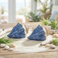 Decorazione a conchiglia in ceramica marittima blu beige 16,5×11×9,5cm 2 pz | Floristik24.it