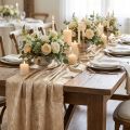 Nastro da tavolo oro beige sfilacciato vintage W47cm L1,5m | Floristik24.it