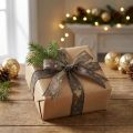 Nastro natalizio nastro regalo oro marrone abete 25mm 15m | Floristik24.it