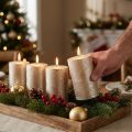 Candele a colonna metallizzate platino 70x100 mm, set da 4 pezzi - Elegante decorazione da tavola, candele di alta qualità, lunga durata di combustione | Floristik24.it