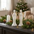 Figure di angeli angelo in ceramica oro bianco 6 cmx5 cmx15 cm 2 pezzi | Floristik24.it