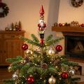 Puntale per albero di Natale a forma di schiaccianoci, colore rosso, 28 cm, in vero vetro. | Floristik24.it