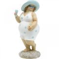 Floristik24 Dama con cappello, decorazione mare, estate, figura da bagno blu/bianco H27cm