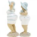 Floristik24 Figura decorativa donne sulla spiaggia, decorazione estiva, figure da bagno con cappello blu/bianco H15/15,5 cm set di 2
