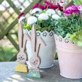 Floristik24 Decorazione coniglietto felice, primavera, coppia coniglietto pasquale, decorazione in legno da mettere H19cm 6pz