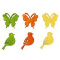 Floristik24 Uccello decorativo e farfalla in legno decorazione colorata 2cm 144p