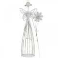 Floristik24 Decorazione primaverile, fata dei fiori, lanterna in metallo, fata dei fiori con fiore 34,5 cm