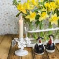 Floristik24 Addobbi primaverili, candelieri in metallo con fiori, addobbi nuziali, portacandele, addobbi tavola