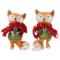 Volpe decorativa con sciarpa e pigna, 10 cm, 2 pezzi | Floristik24.it