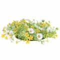 Floristik24 Ghirlanda di fiori con anemoni di legno bianchi, gialli Ø30cm