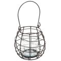 Floristik24 Lanterna da giardino in metallo nero con luce a vento, Ø14cm H12.5cm