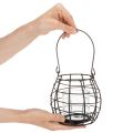 Lanterna da giardino in metallo nero con luce a vento, Ø14cm H12.5cm | Floristik24.it