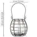 Lanterna da giardino in metallo nero con luce a vento, Ø14cm H12.5cm | Floristik24.it