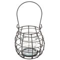 Lanterna da giardino in metallo nero con luce a vento, Ø14cm H12.5cm | Floristik24.it