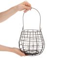 Lanterna da giardino con portacandele in vetro, nera, Ø20cm, H18.5cm | Floristik24.it