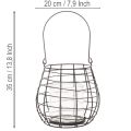 Lanterna da giardino con portacandele in vetro, nera, Ø20cm, H18.5cm | Floristik24.it