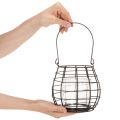 Lanterna da giardino con manico, nera, portacandele in vetro, Ø17cm, H15cm | Floristik24.it