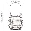 Lanterna da giardino con manico, nera, portacandele in vetro, Ø17cm, H15cm | Floristik24.it