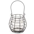 Lanterna da giardino con manico, nera, portacandele in vetro, Ø17cm, H15cm | Floristik24.it