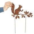 Scoiattolo da giardino su ramo, metallo effetto invecchiato, altezza 42 cm, 3 pezzi | Floristik24.it