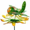 Floristik24 Tappo decorativo farfalla e fiore con molle in metallo verde, arancione H70cm