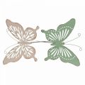 Floristik24 Picchetto in metallo farfalla rosa verde 10,5x8,5 cm 4 pezzi